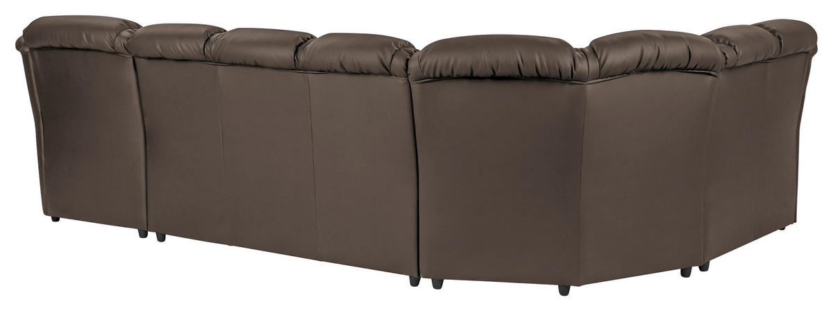 WOHNLANDSCHAFT Braun Lederlook  - Schwarz/Braun, KONVENTIONELL, Kunststoff/Textil (216/333/165cm) - Livetastic