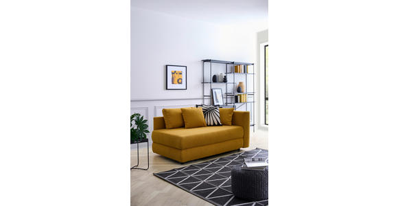 RÉCAMIERE in Flachgewebe Currygelb - Currygelb/Schwarz, Design, Kunststoff/Textil (171/71-88/93cm) - Cantus