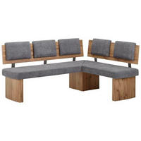 ECKBANK 180/140 cm beflockt Grau, Eichefarben   - Eichefarben/Grau, KONVENTIONELL, Textil (180/140cm) - Cantus