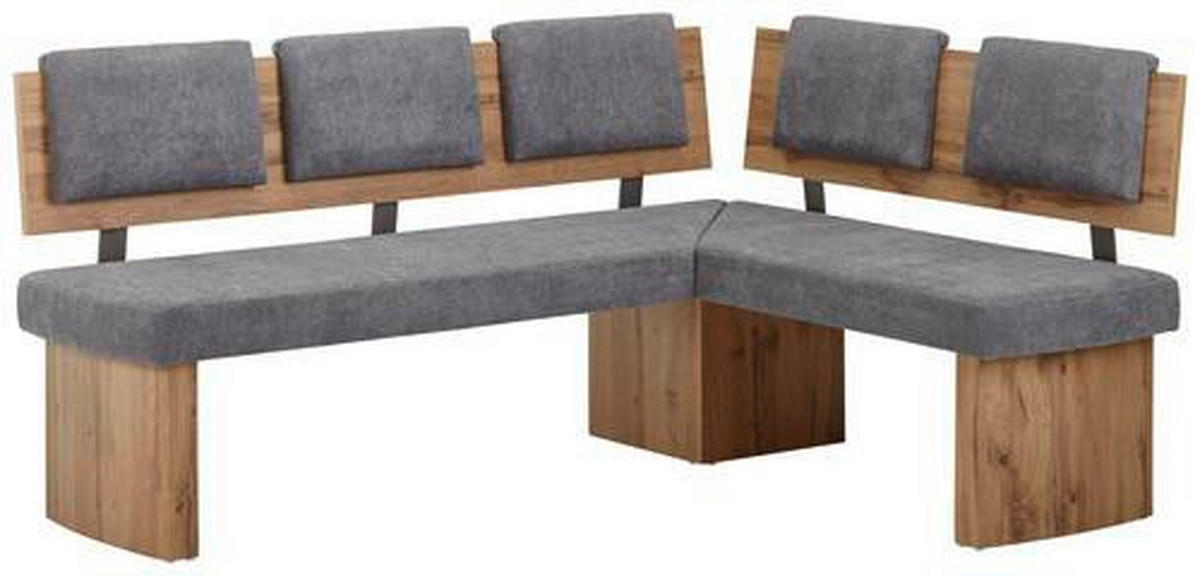 ECKBANK 180/140 cm beflockt Grau, Eichefarben   - Eichefarben/Grau, KONVENTIONELL, Textil (180/140cm) - Cantus