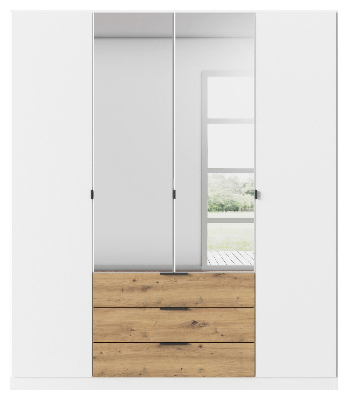 KLEIDERSCHRANK  in Weiß, Eiche Artisan, Grau  - Eiche Artisan/Weiß, Basics, Glas/Holzwerkstoff (181/210/54cm) - Boxxx