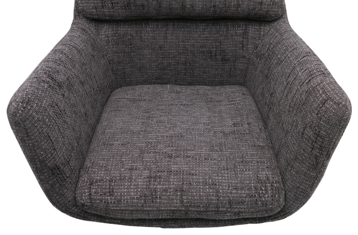 ARMLEHNSTUHL  Sitzfläche 360° drehbar, automatische Rückholfunktion Webstoff  Grau, Schwarz  - Schwarz/Grau, MODERN, Textil/Metall (58/89/67cm) - Livetastic