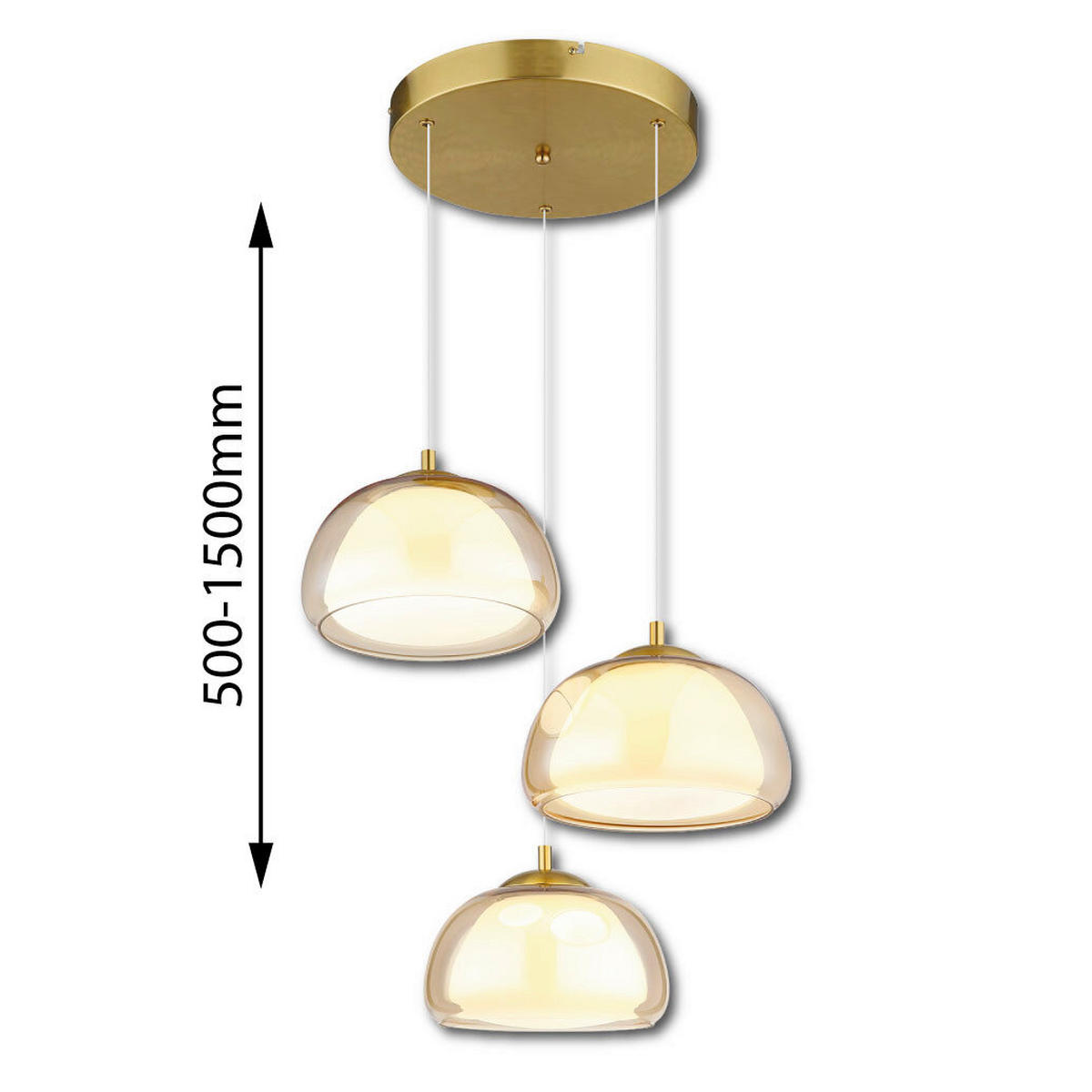 LED-HÄNGELEUCHTE 50/150 cm  - Transparent/Goldfarben, Design, Glas/Kunststoff (50/150cm) - Globo
