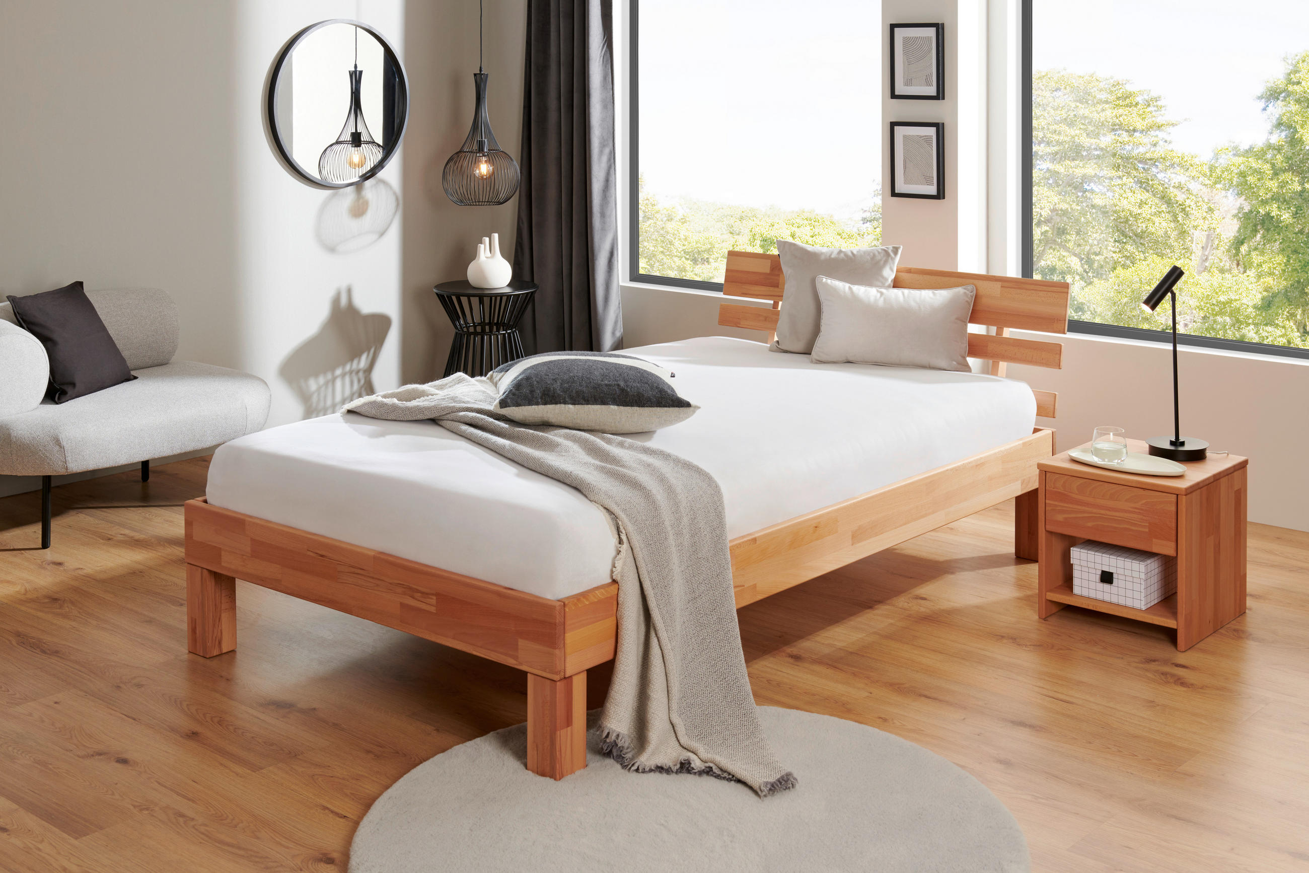 BETT 120/220 cm  in Kernbuche   - Kernbuche, Natur, Holz (120/220cm) - MID.YOU