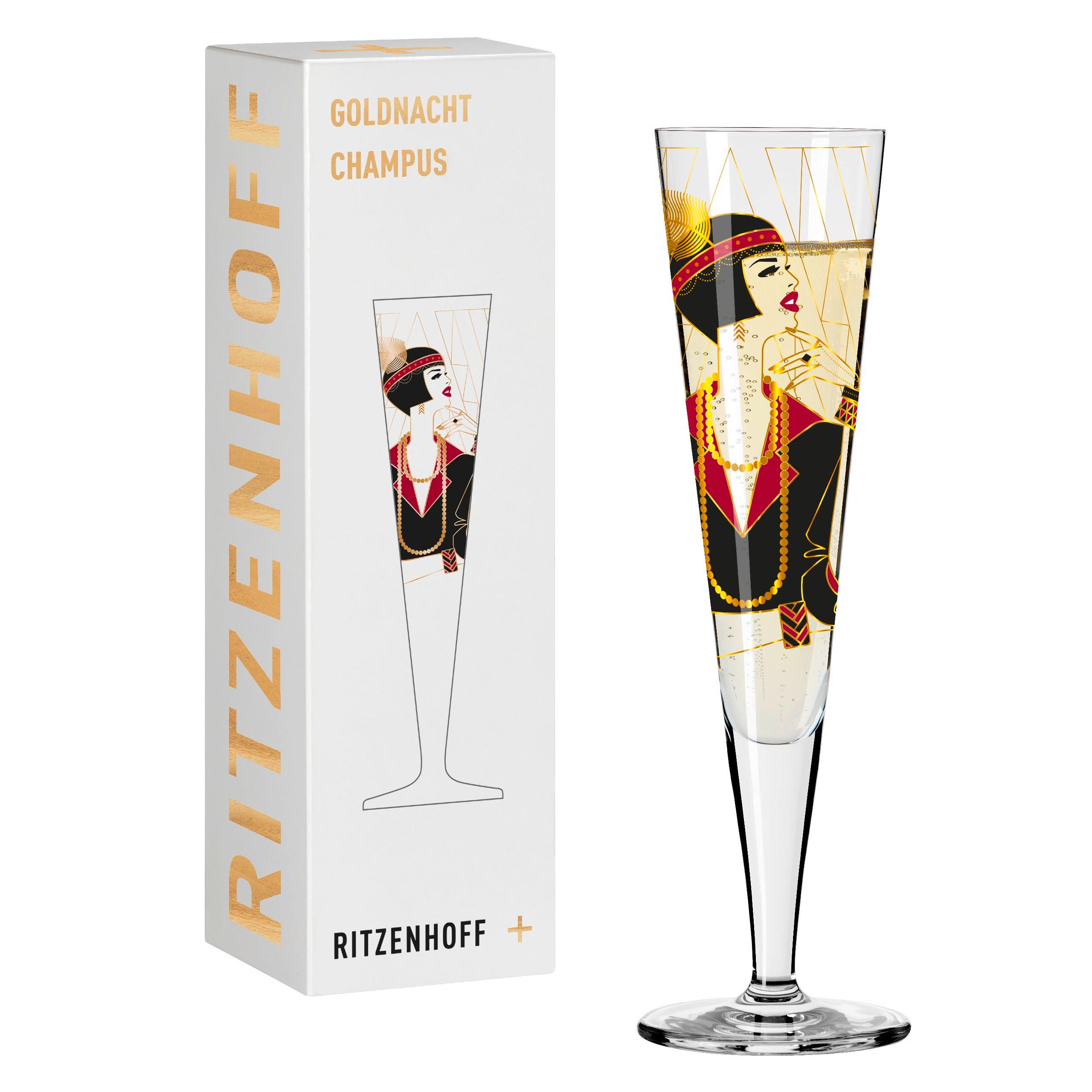 CHAMPAGNERGLAS 205 ml  - Rot/Goldfarben, LIFESTYLE, Glas (7,2/7,2/24,0cm) - Ritzenhoff