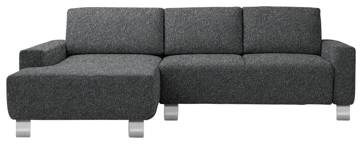 ECKSOFA  in Mikrovelours Anthrazit  160/248 cm  - Anthrazit/Alufarben, Design, Textil/Metall (160/248cm) - Sedda