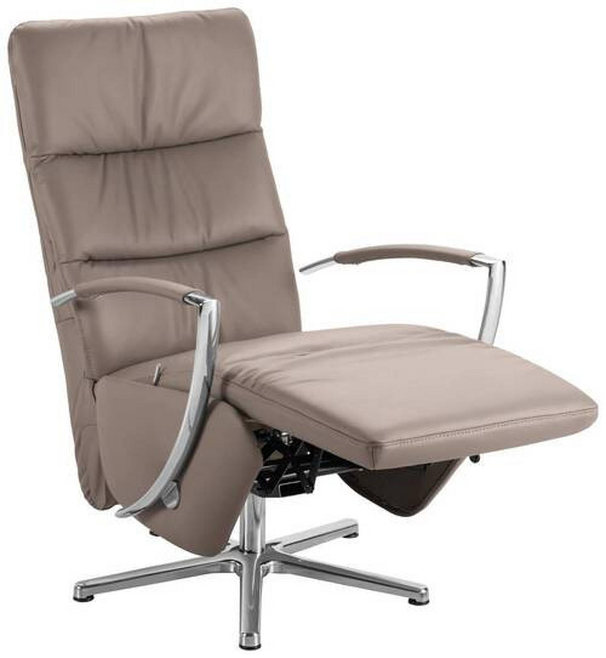 RELAXSESSEL in Leder Fango  - Chromfarben/Fango, Design, Leder/Metall (64/112/80cm) - Cantus