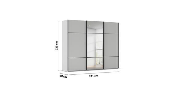 SCHWEBETÜRENSCHRANK in Grau - Schwarz/Grau, KONVENTIONELL, Glas/Holzwerkstoff (242/223/68cm) - Novel