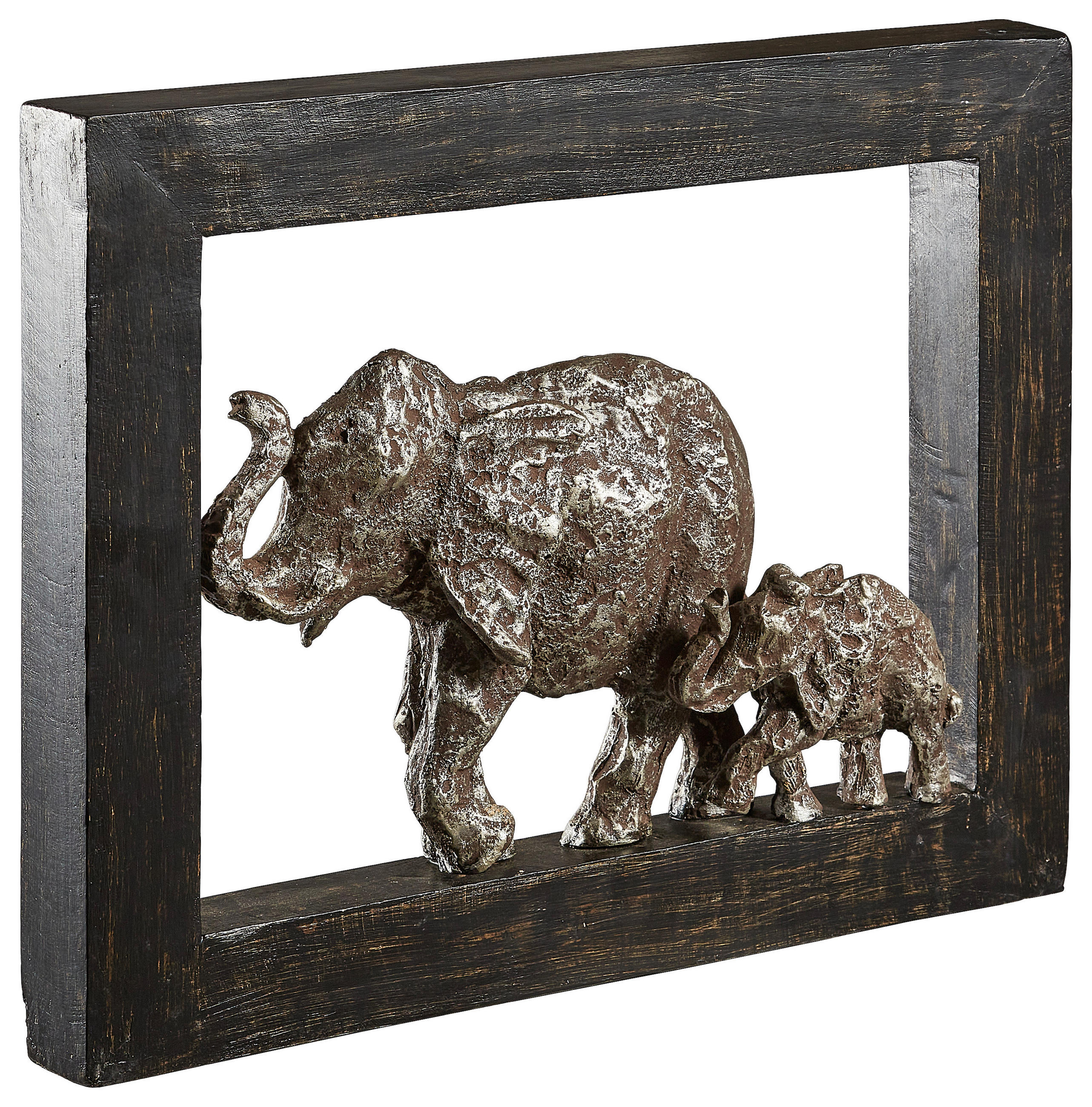 DEKOELEFANT - Silberfarben/Schwarz, Trend, Holz/Kunststoff (38,5/30/5,5cm) - Ambia Home