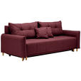 SCHLAFSOFA in Webstoff Dunkelrot  - Eichefarben/Dunkelrot, Design, Holz/Textil (227/98/113cm) - Carryhome