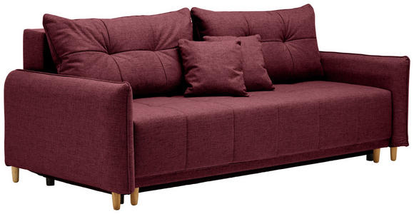 SCHLAFSOFA in Webstoff Dunkelrot  - Eichefarben/Dunkelrot, Design, Holz/Textil (227/98/113cm) - Carryhome