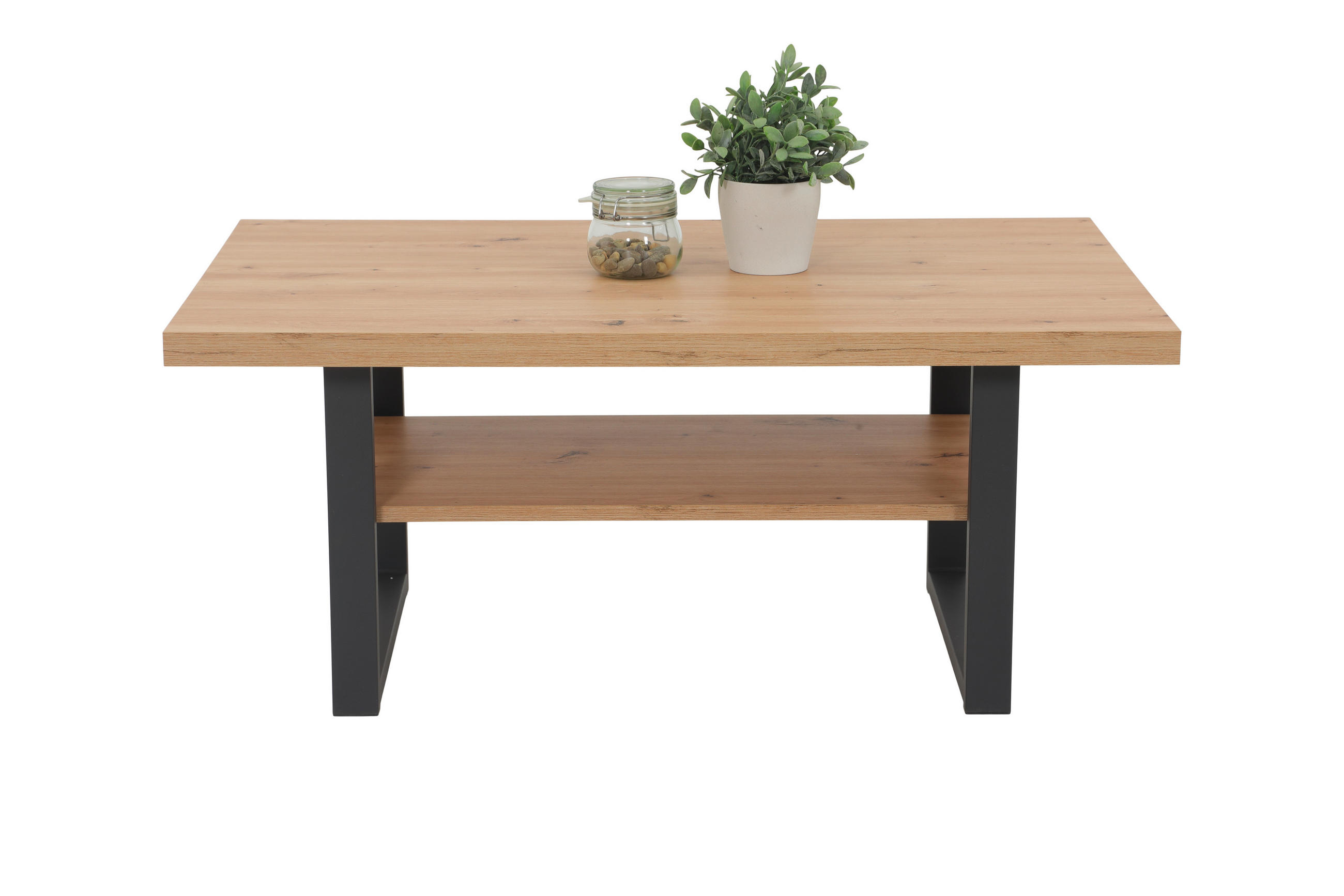 COUCHTISCH 105/69/45 cm rechteckig Eiche Artisan  - Schwarz/Eiche Artisan, Design, Holzwerkstoff/Metall (105/69/45cm) - Livetastic