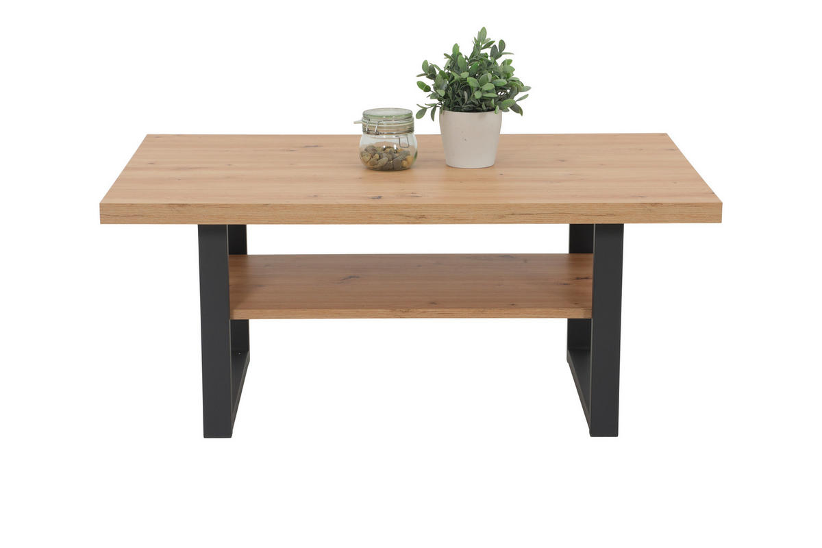 COUCHTISCH in Metall, Holzwerkstoff 105/69/45 cm  - Schwarz/Eiche Artisan, Design, Holzwerkstoff/Metall (105/69/45cm) - Livetastic
