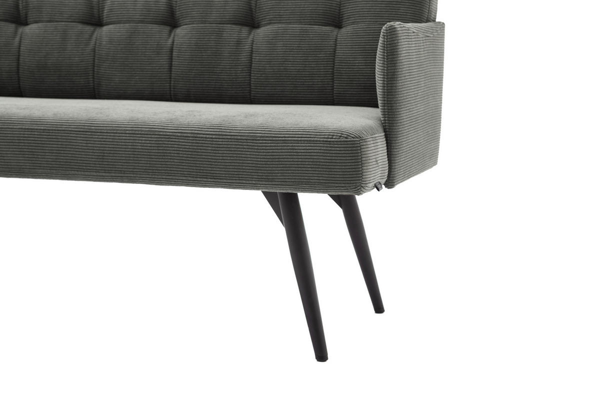 SITZBANK 206/85/69 cm Cord Anthrazit Metall  - Anthrazit/Schwarz, Design, Textil/Metall (206/85/69cm) - Johann Jakob