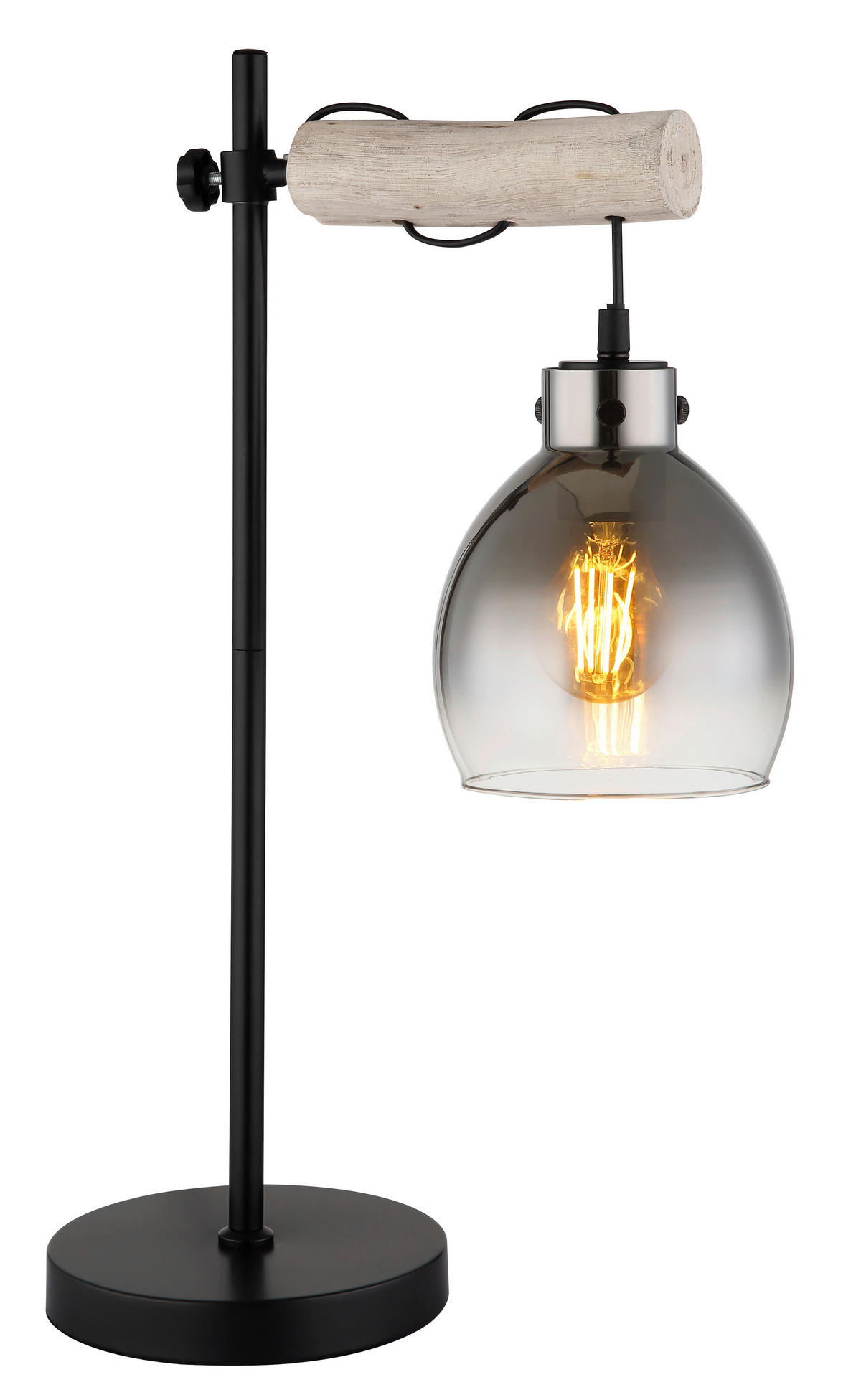 STOLNÍ LAMPA, E27, 33/18/55 cm - černá/přírodní barvy, Natur, kov/dřevo (33/18/55cm) - Globo