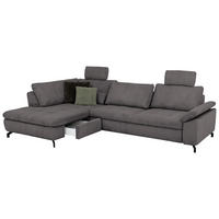 ECKSOFA in Cord, Velours Anthrazit  - Anthrazit/Schwarz, Design, Textil/Metall (197/291cm) - Beldomo Style