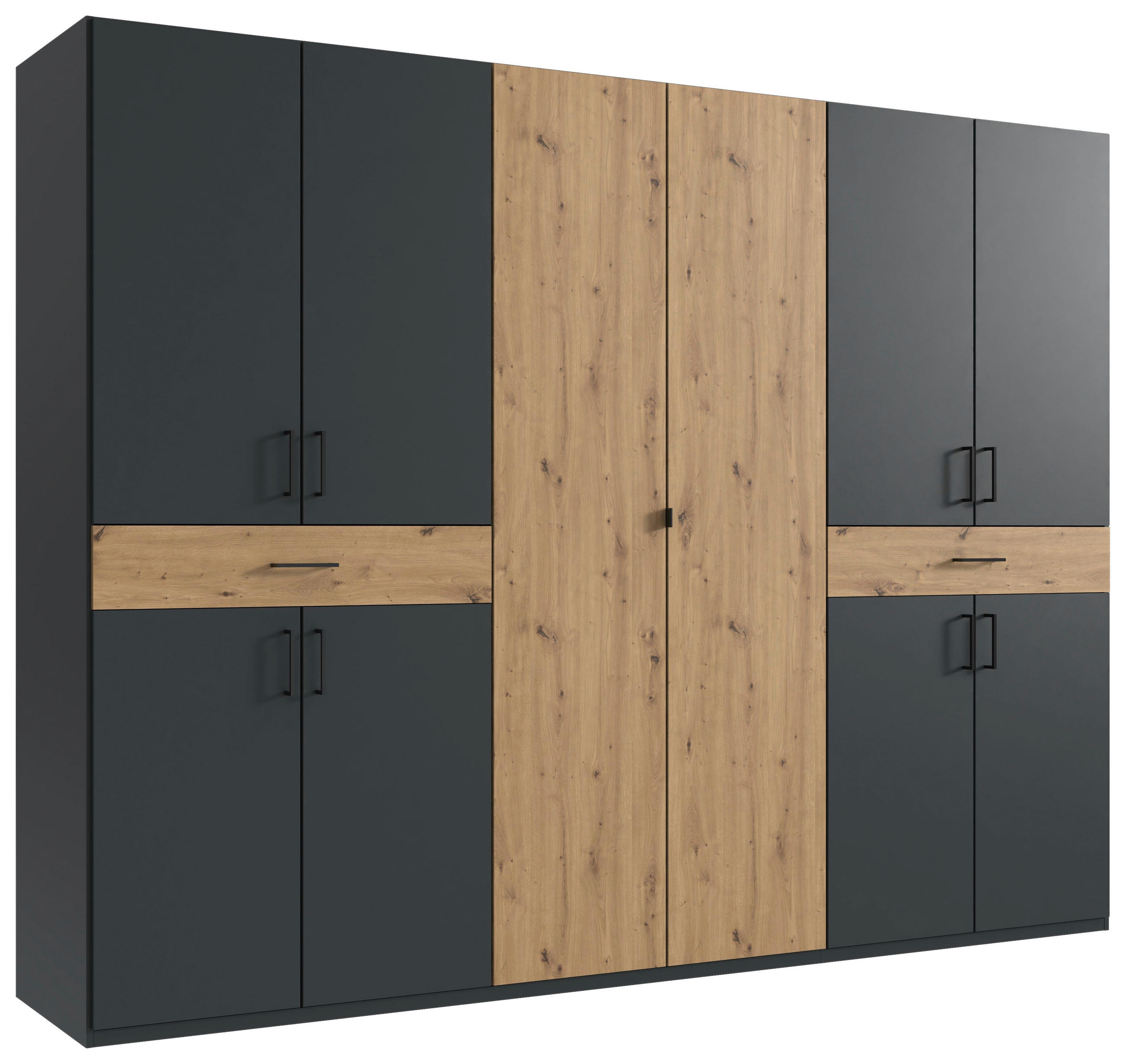 DREHTÜRENSCHRANK in Graphitfarben, Eiche Artisan  - Schwarz/Graphitfarben, Konventionell, Holzwerkstoff/Kunststoff (270/208/58cm) - Carryhome