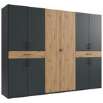 DREHTÜRENSCHRANK  in Graphitfarben, Eiche Artisan  - Schwarz/Graphitfarben, KONVENTIONELL, Holzwerkstoff/Kunststoff (270/208/58cm) - Carryhome