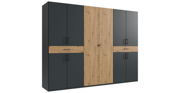 DREHTÜRENSCHRANK  in Graphitfarben, Eiche Artisan  - Schwarz/Graphitfarben, KONVENTIONELL, Holzwerkstoff/Kunststoff (270/208/58cm) - Carryhome