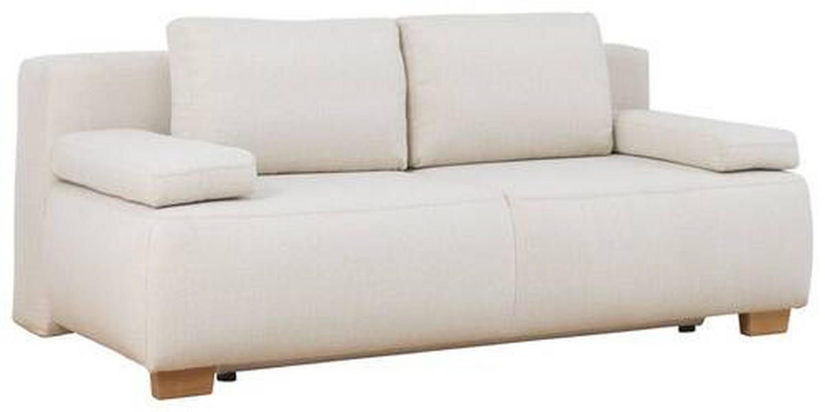 BOXSPRING SOFA bela  - bela/prirodna boja, Dizajnerski, tekstil/drvo (205/93/108cm) - Novel