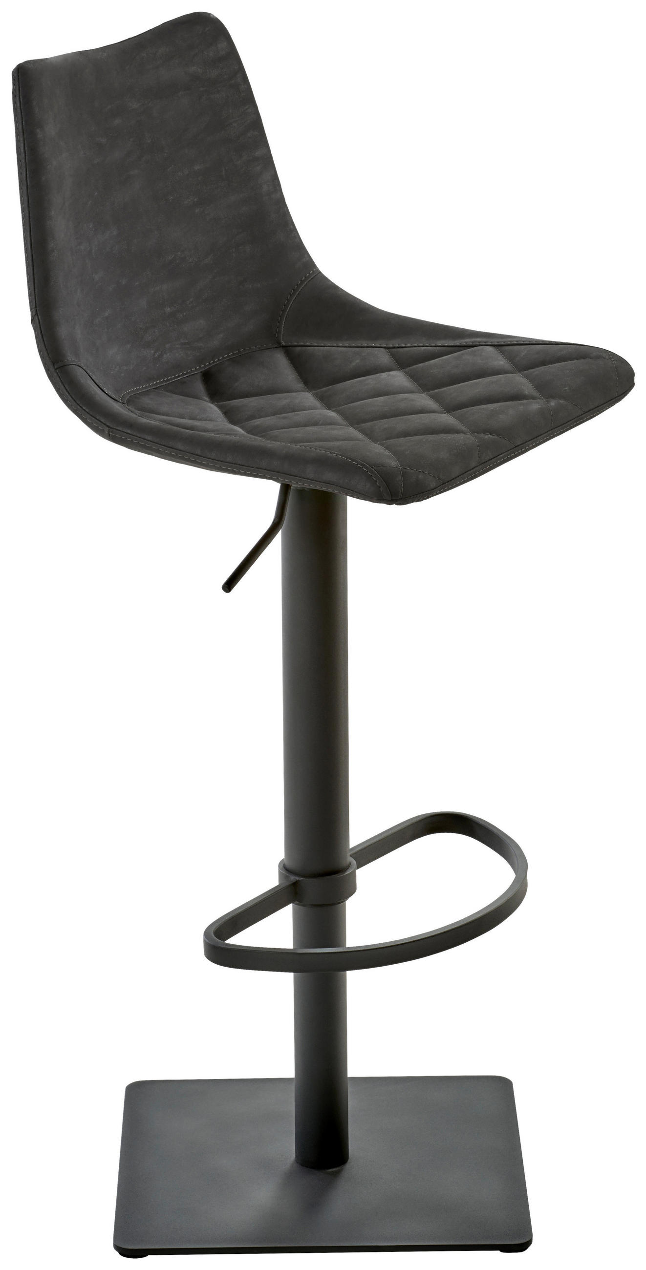 BARHOCKER Lederlook Schwarz Stahl Sitzfläche 360° drehbar  - Schwarz, Design, Textil/Metall (43/85 - 110/46cm) - Novel