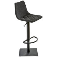 BARHOCKER Lederlook Schwarz Stahl Sitzfläche 360° drehbar  - Schwarz, Design, Textil/Metall (43/85 - 110/46cm) - Novel