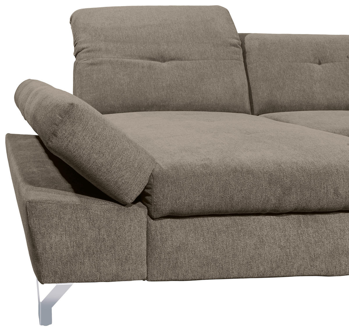 WOHNLANDSCHAFT in Mikrovelours Graubraun  - Graubraun/Silberfarben, Modern, Textil/Metall (168/350/245cm) - MID.YOU