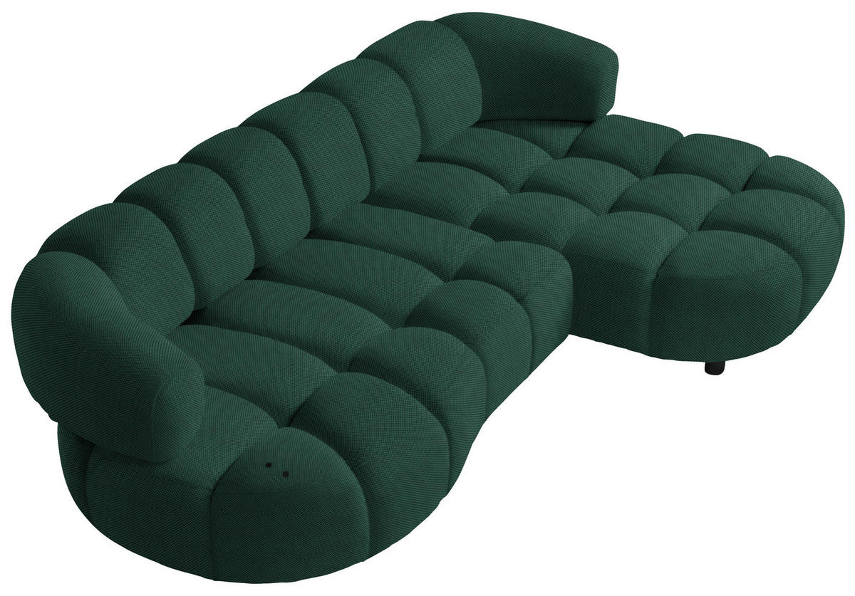 ECKSOFA in Webstoff Waldgrün  284/183 cm  - Waldgrün/Schwarz, Design, Holz/Textil (284/183cm) - Welnova