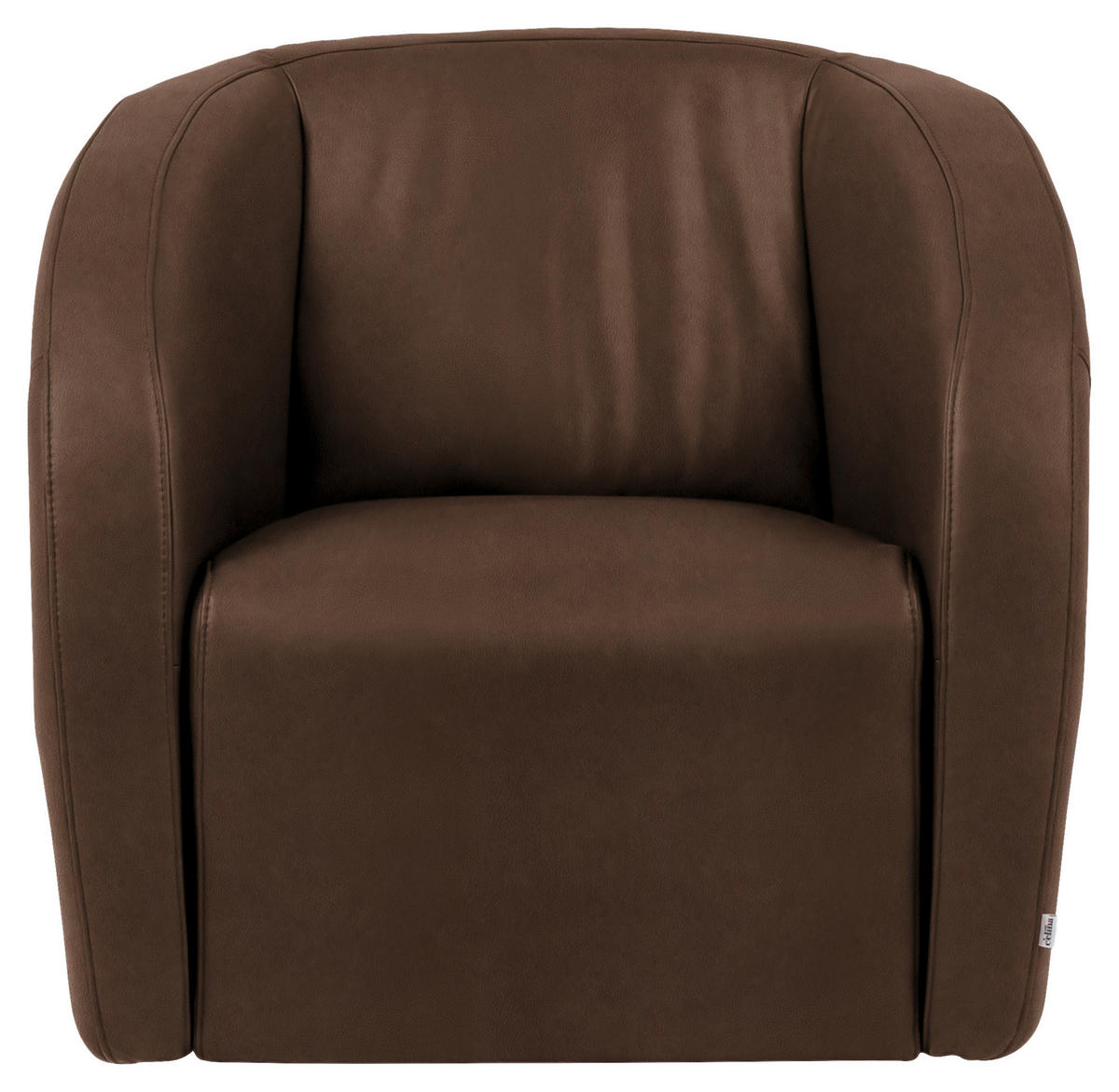 SESSEL in Echtleder Dunkelbraun  - Dunkelbraun/Schwarz, Design, Leder/Kunststoff (80/78/82cm) - Celina