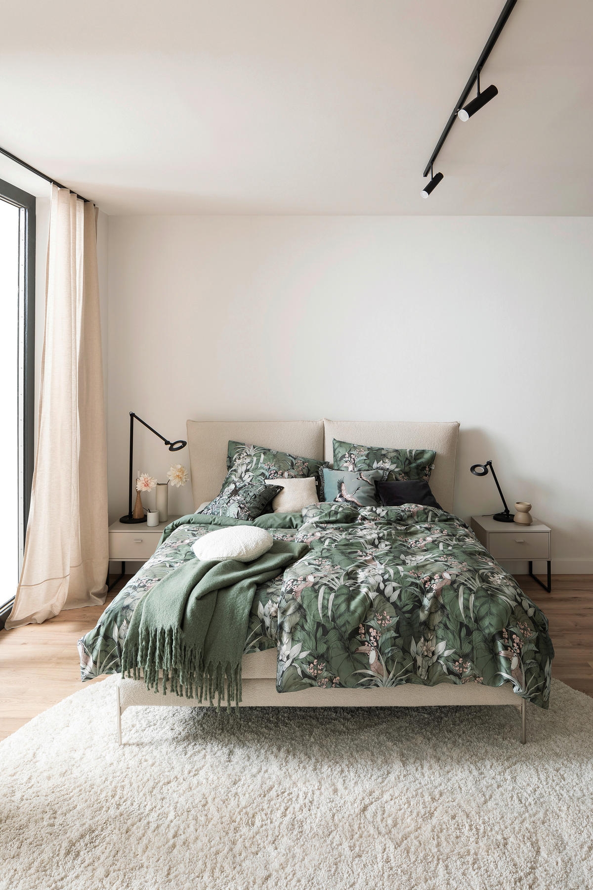 WENDEBETTWÄSCHE SW-Toucan grün Satin 140/200 cm  - Salbeigrün/Hellgrün, Basics, Textil (140/200cm) - Schöner Wohnen