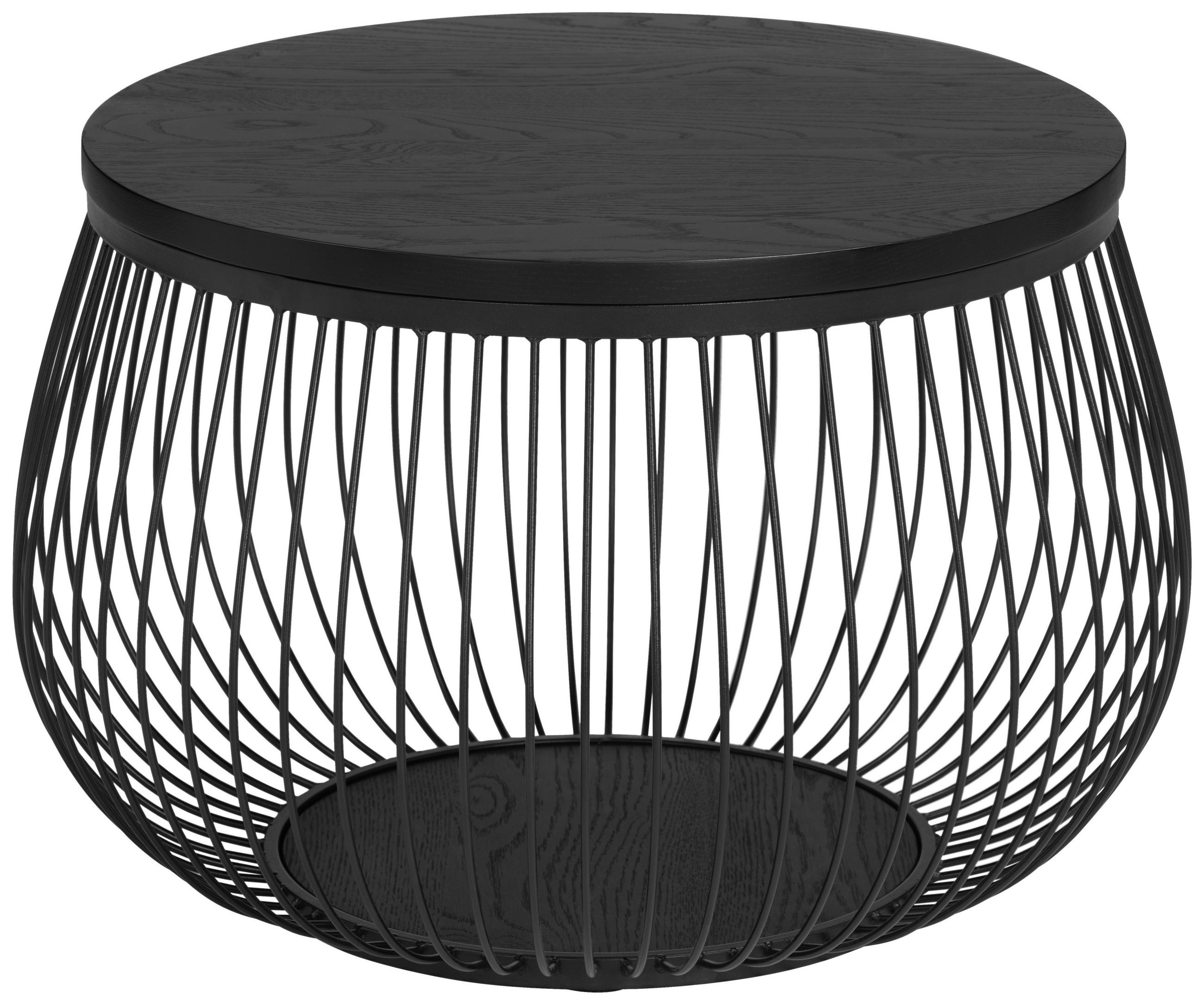 COUCHTISCH Eiche massiv rund Schwarz  - Schwarz, Design, Holz/Holzwerkstoff (70/45/70cm) - MID.YOU