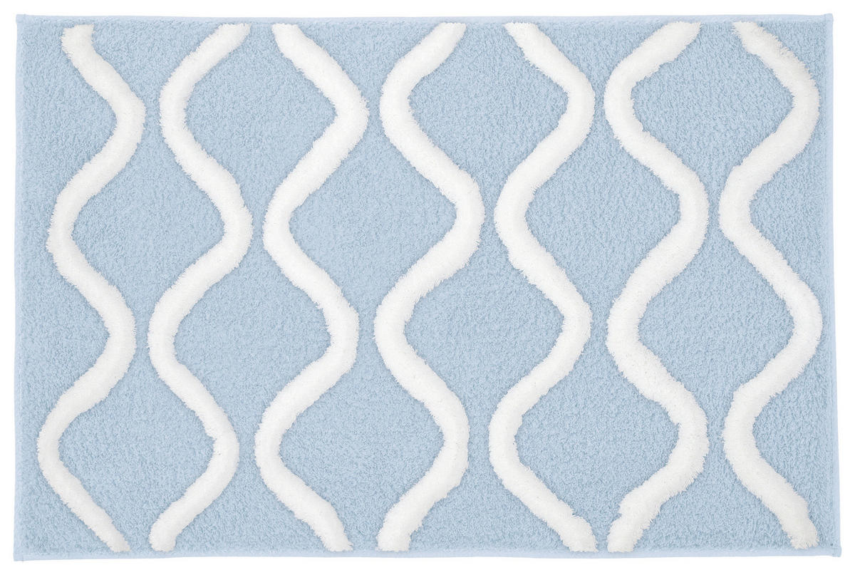 BADTEPPICH Blau, Weiß 70/120 cm  - Blau/Weiß, Basics, Kunststoff/Textil (70/120cm) - Kleine Wolke