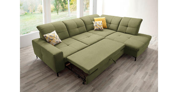ECKSOFA  in Chenille Olivgrün  310/240 cm  - Schwarz/Olivgrün, Design, Textil/Metall (310/240cm) - Xora