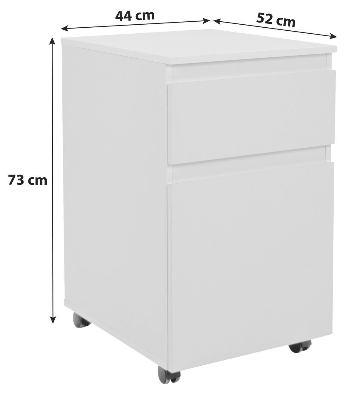 ROLLCONTAINER Weiß  - Weiß, KONVENTIONELL, Holzwerkstoff/Kunststoff (44/73/52cm) - MID.YOU