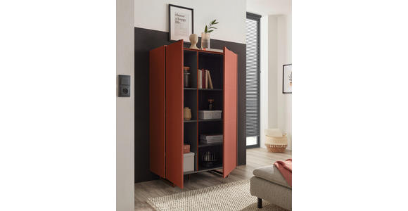 HIGHBOARD Schwarz, Rotbraun  95/134/38 cm  - Rotbraun/Schwarz, MODERN, Holzwerkstoff/Metall (95/134/38cm) - Carryhome