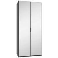 FALTTÜRENSCHRANK 100/236/58 cm 2-türig Graphitfarben  - Schwarz/Graphitfarben, Design, Glas/Holzwerkstoff (100/236/58cm) - Boxxx