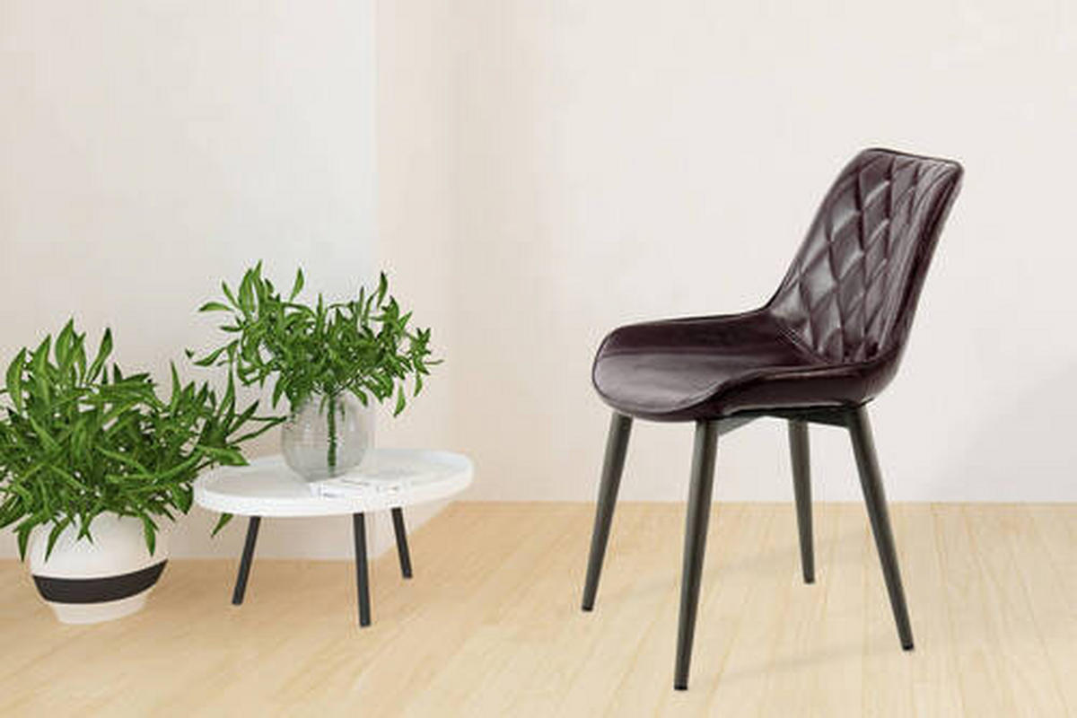 SADA ŽIDLÍ 2 kusy - purpurová, Lifestyle, kov/kůže (51/80/60cm)