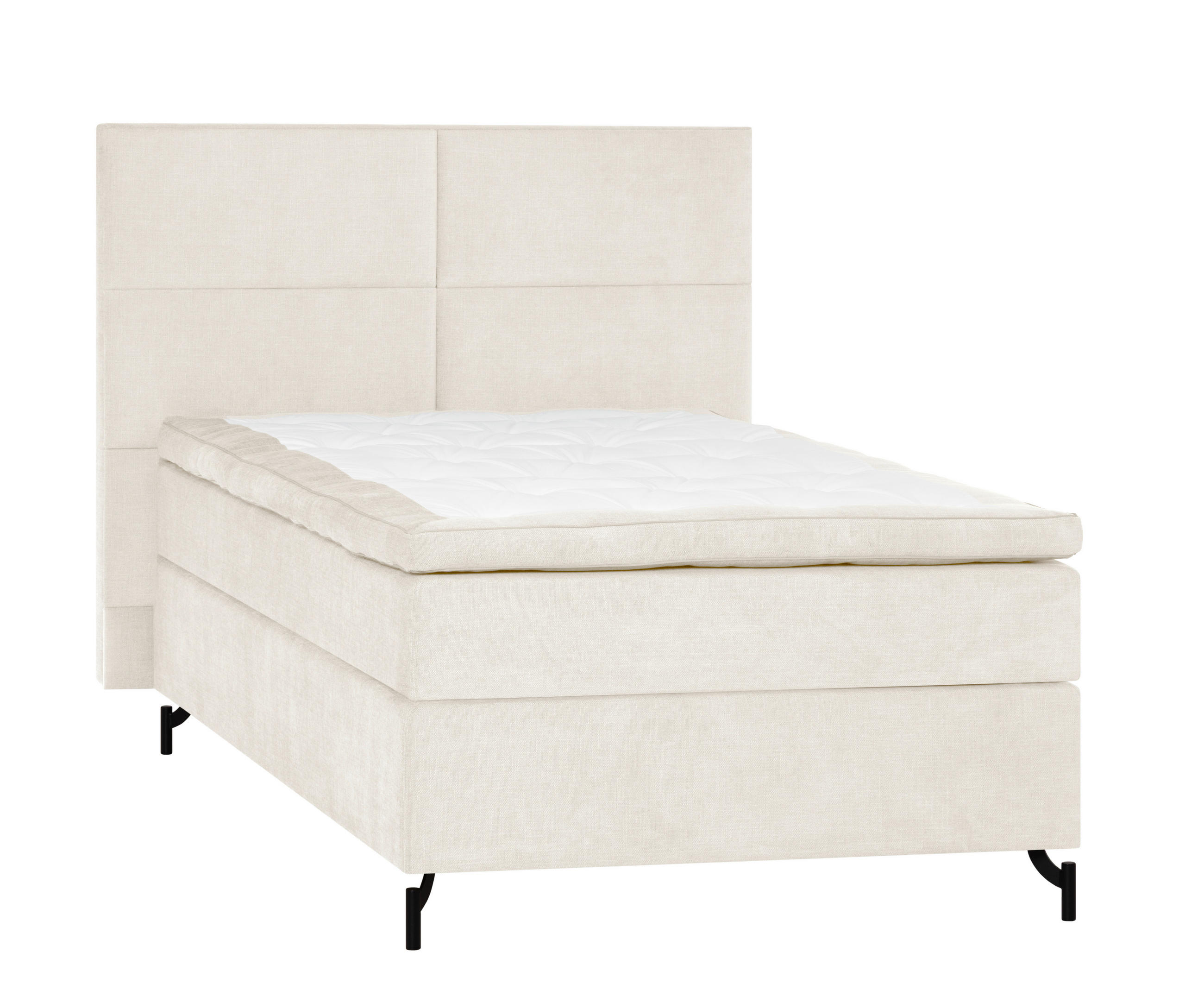 KONTINENTALSÄNG  i beige, H5 = hård  - beige/svart, Klassisk, metall/textil (120/200cm) - Novel