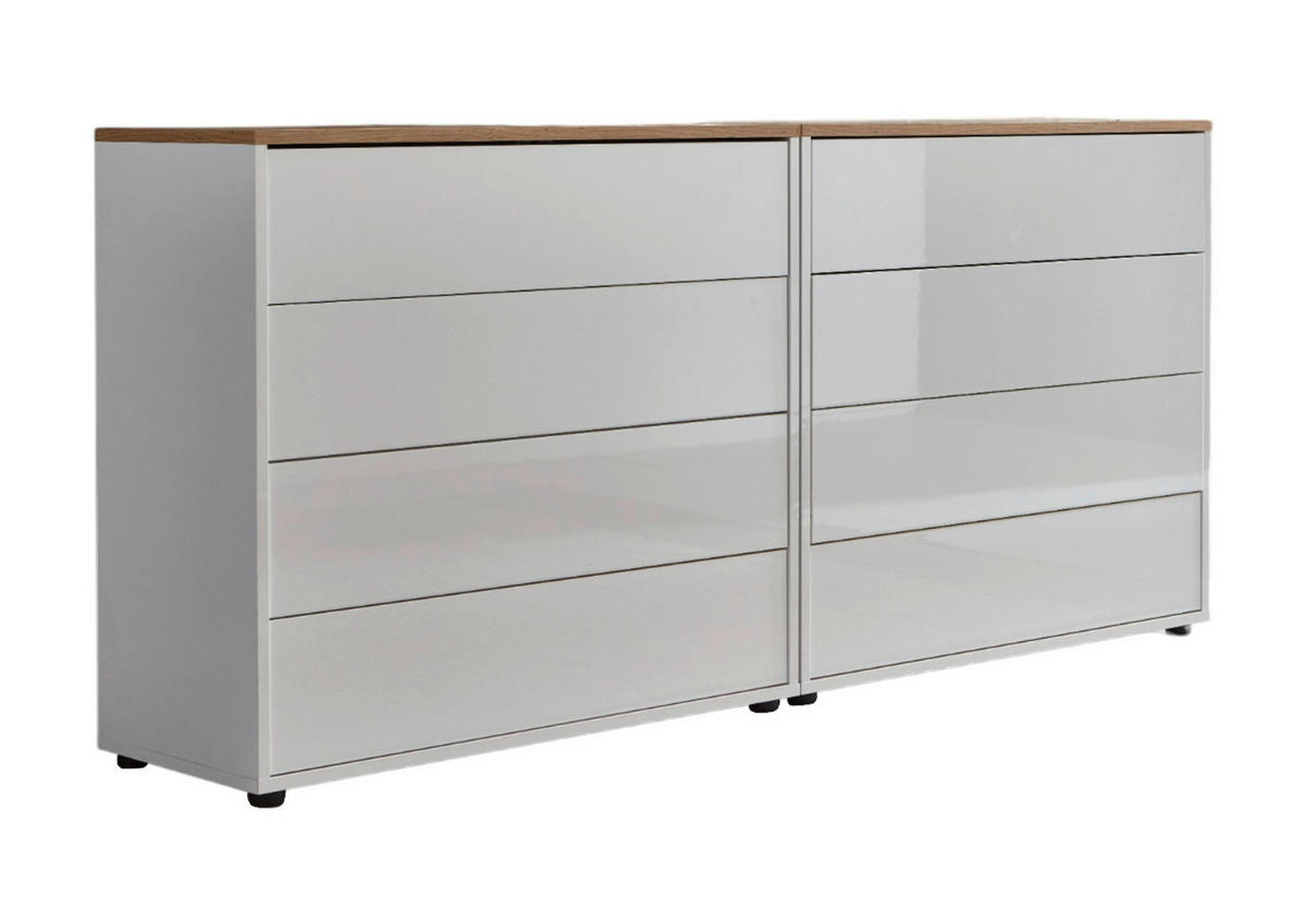 SIDEBOARD Mailand Set 1  in 158/73/33 cm  - Weiß Hochglanz/Schwarz, MODERN, Holzwerkstoff/Kunststoff (158/73/33cm) - MID.YOU