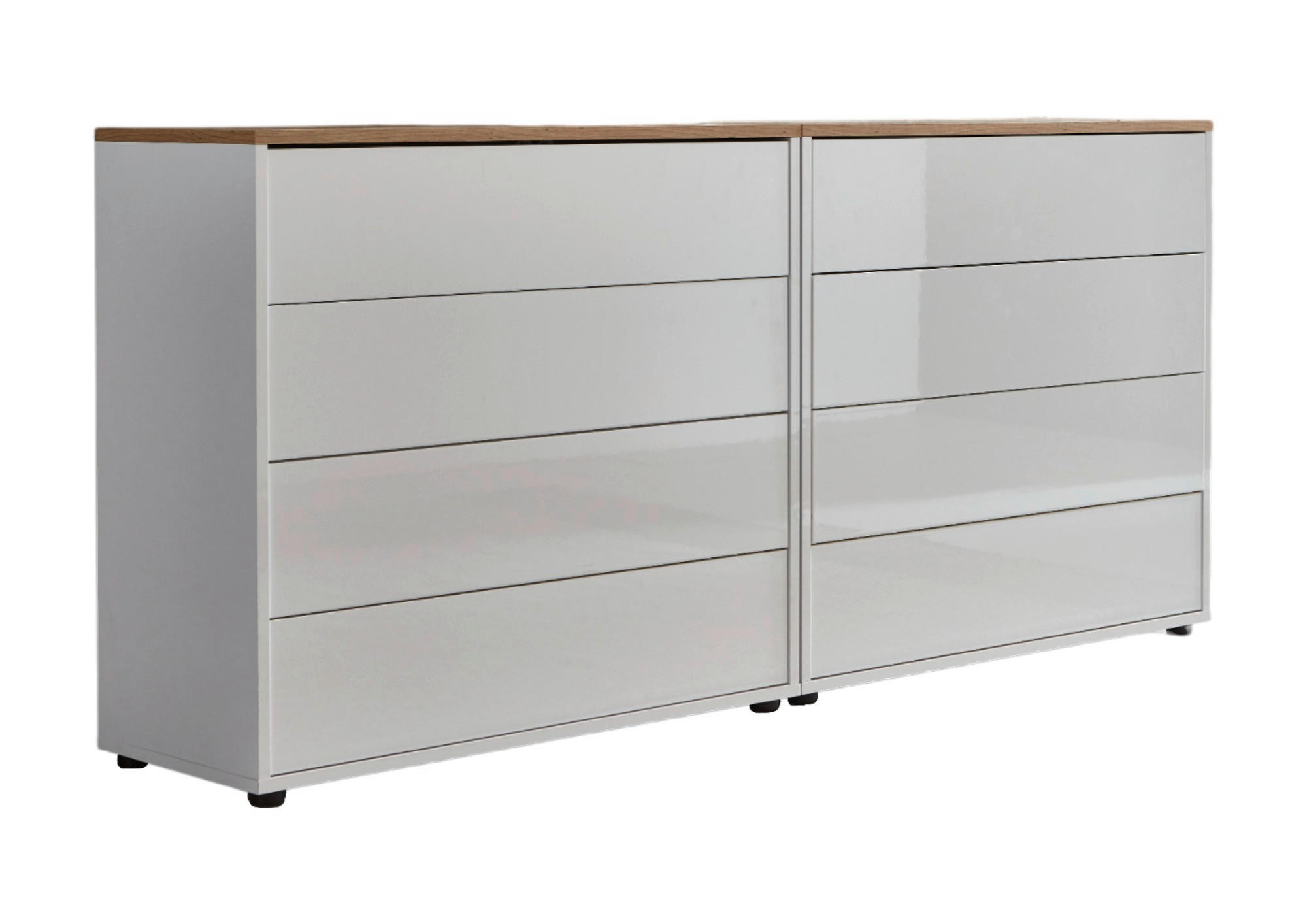 Mid.you Sideboard Mailand Set 1 Weiß, Eiche Artisan, Weiß Hochglanz 158x73x33 cm