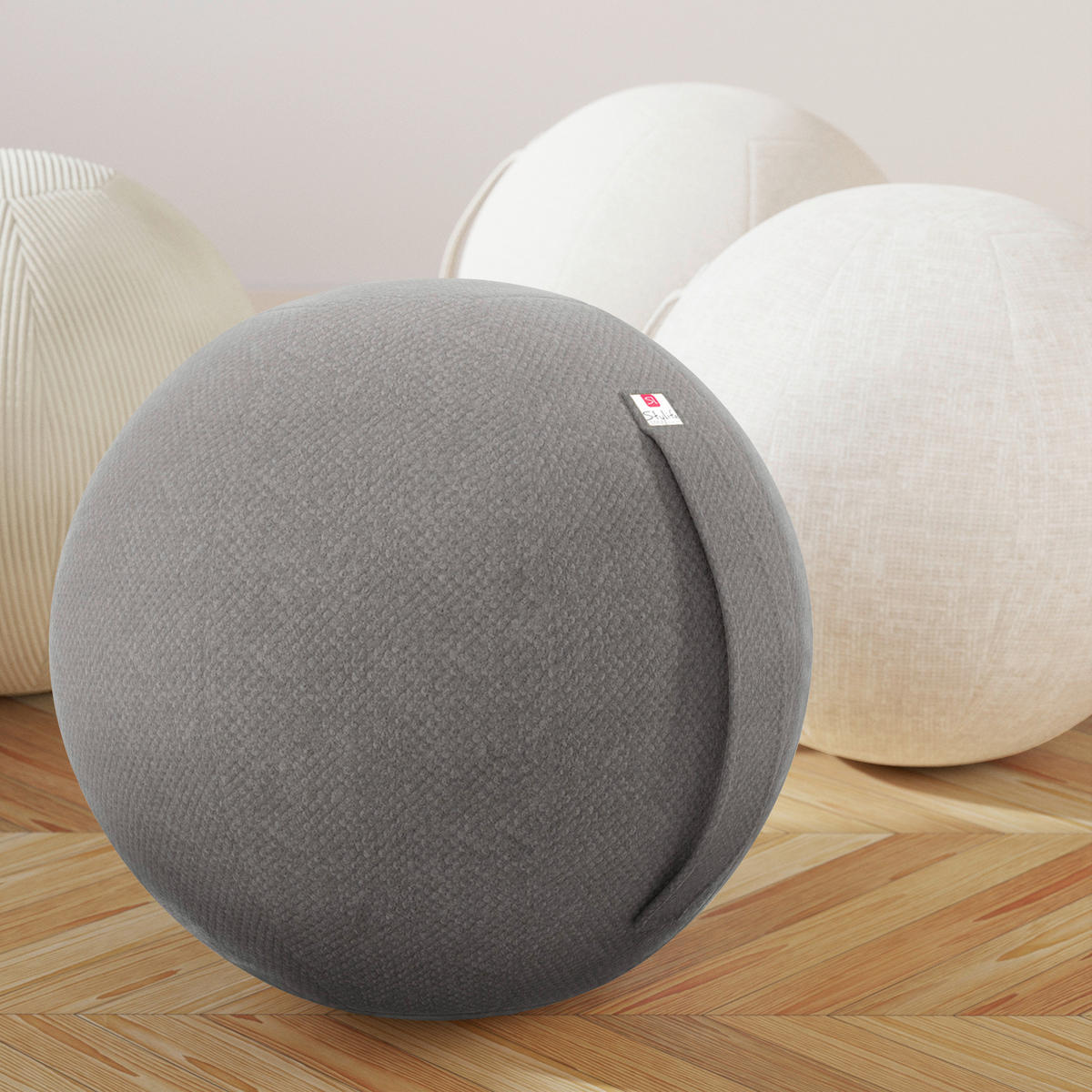 SITZBALL Plüsch  - Hellgrau, Design, Textil (60/60/60cm) - Stylife