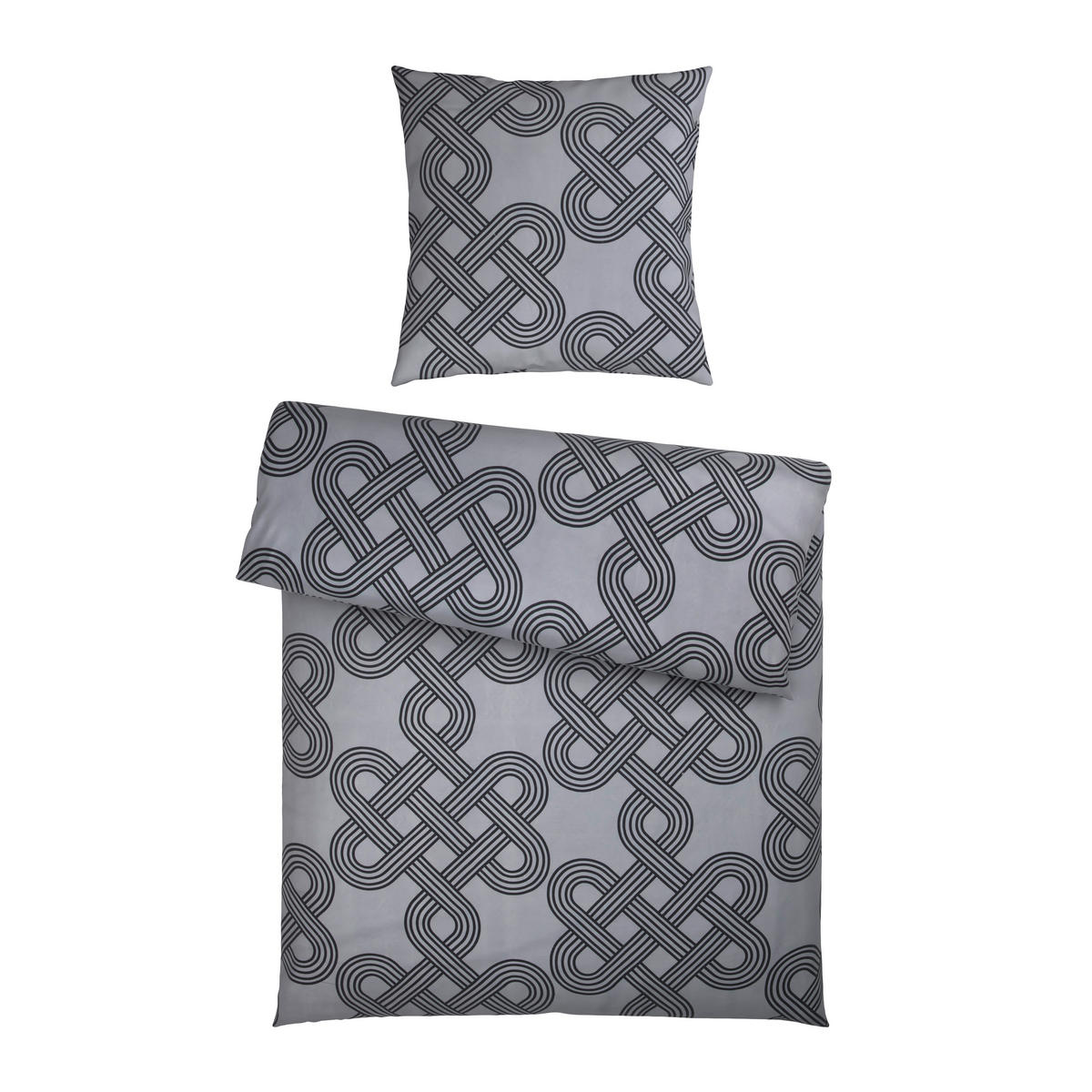 BETTWÄSCHE TIJN Satin 155/220 cm  - Anthrazit/Hellgrau, Design, Textil (155/220cm) - Novel