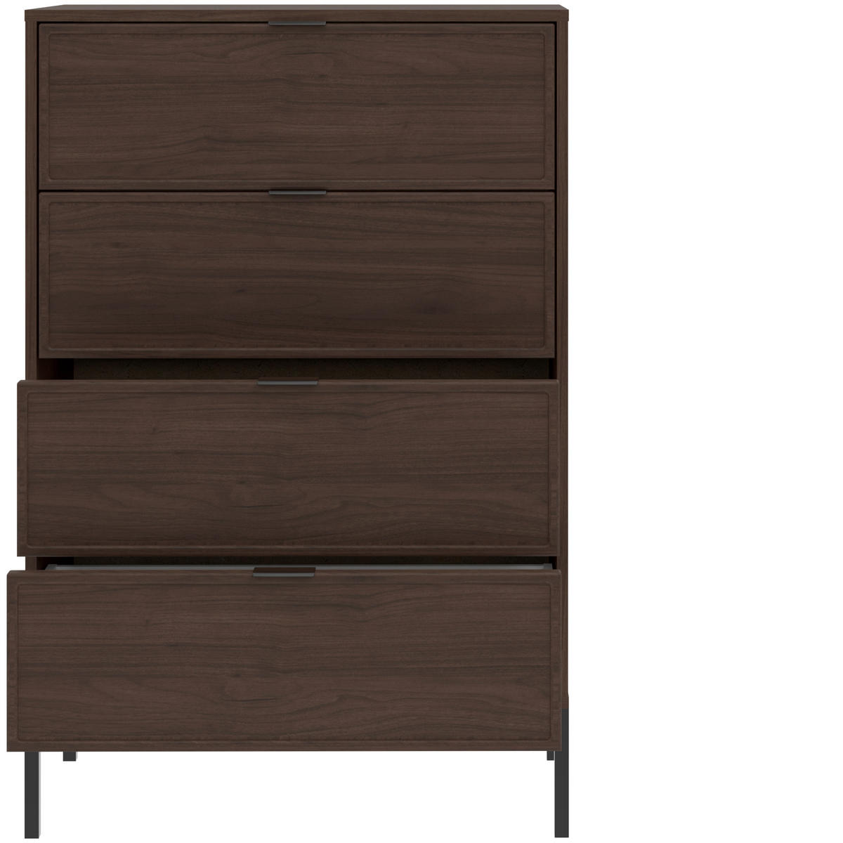 KOMMODE Deco, 75,9/115,5/40 cm, 4 Schublade(n)  - Walnussfarben/Schwarz, Design, Holzwerkstoff/Metall (75,9/115,5/40cm) - MID.YOU