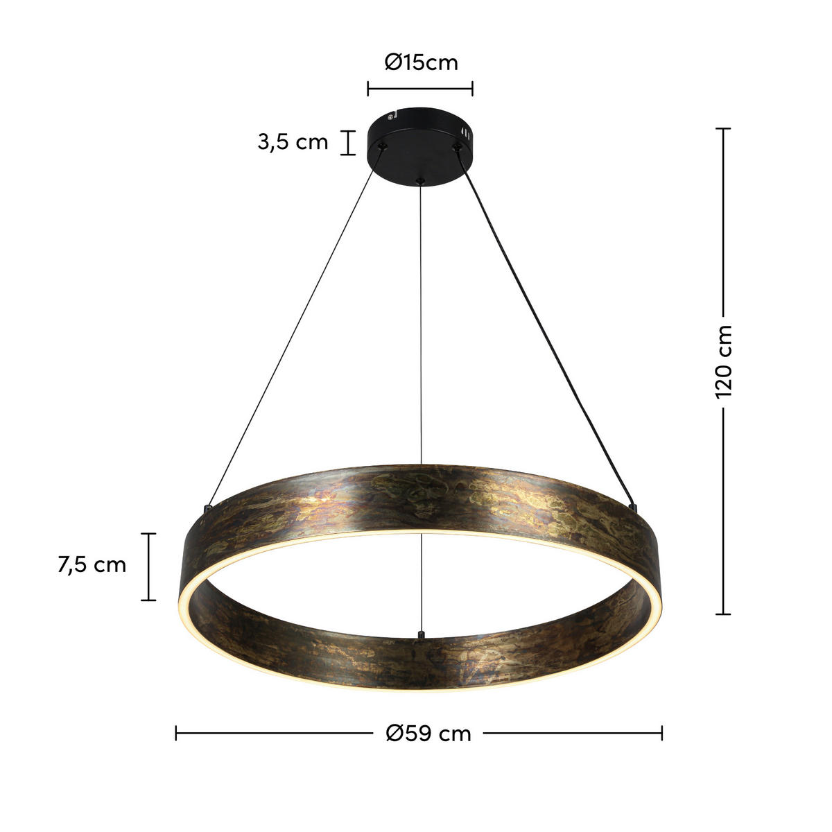 LED-HÄNGELEUCHTE Oxira 59/120 cm  - Multicolor/Schwarz, Design, Kunststoff/Metall (59/120cm) - Dieter Knoll