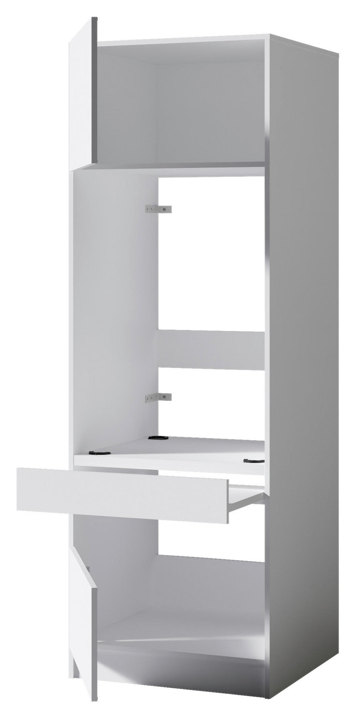WASCHMASCHINENSCHRANK 68/200/68 cm  in Weiß  - Schwarz/Weiß, Design, Holzwerkstoff/Metall (68/200/68cm) - Milino