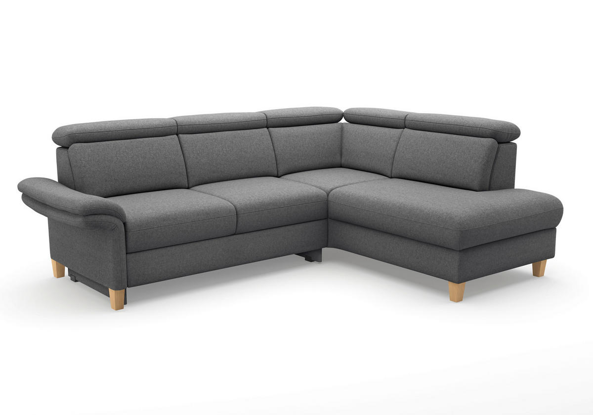 ECKSOFA Flachgewebe Dunkelgrau  - Eichefarben/Dunkelgrau, Konventionell, Holz/Textil (247/193cm) - Sit & More
