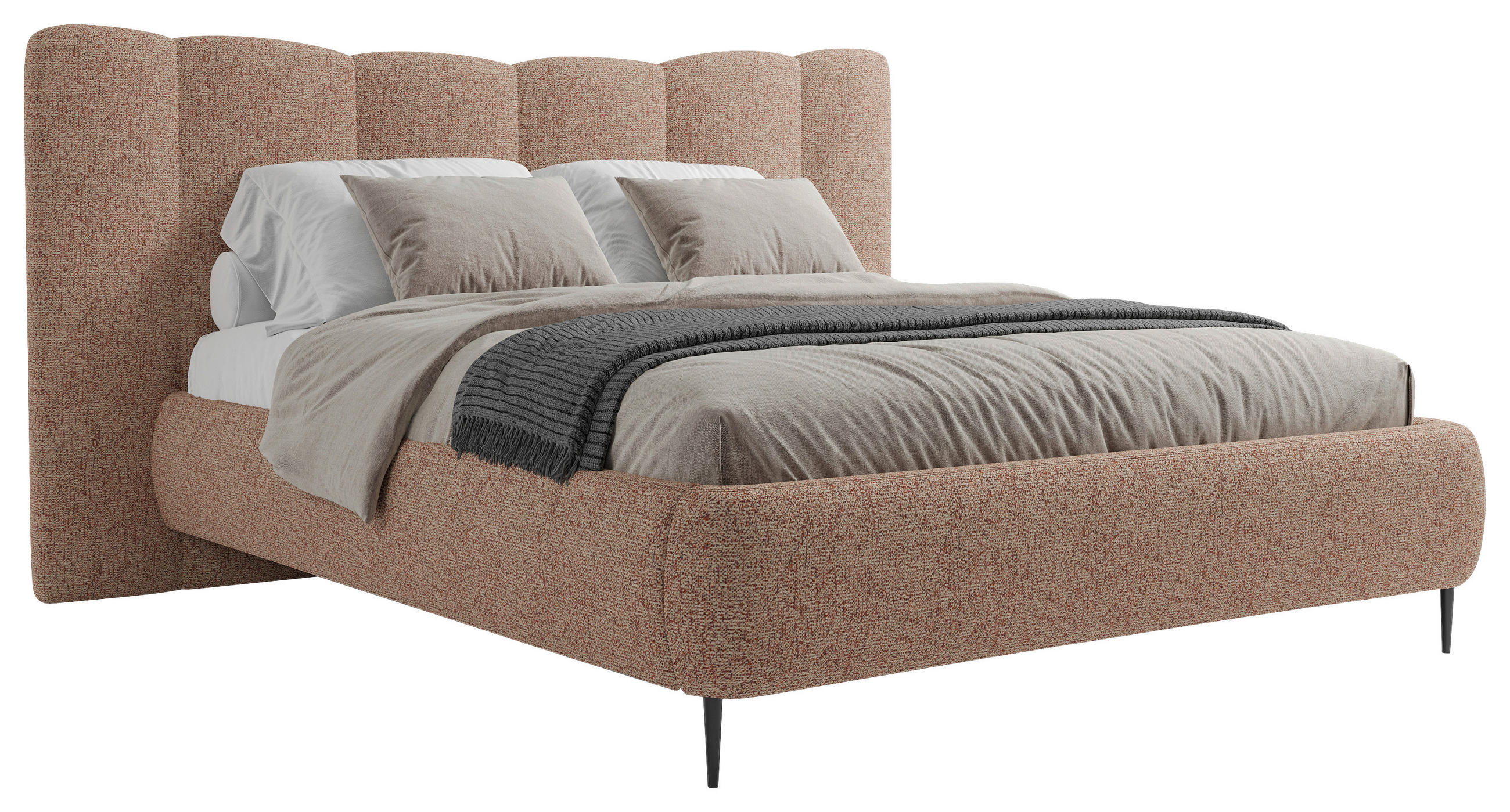 POLSTERBETT gepolstertes Kopfteil, Lattenrost, Bettkasten 160/200 cm  in Rosa  - Rosa, MODERN, Holz/Textil (160/200cm) - MID.YOU