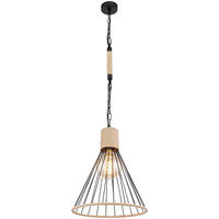 VISEČA SVETILKA        35/140 cm      E27 - črna/rjava, Natur, kovina/naravni materiali (35/140cm) - Globo