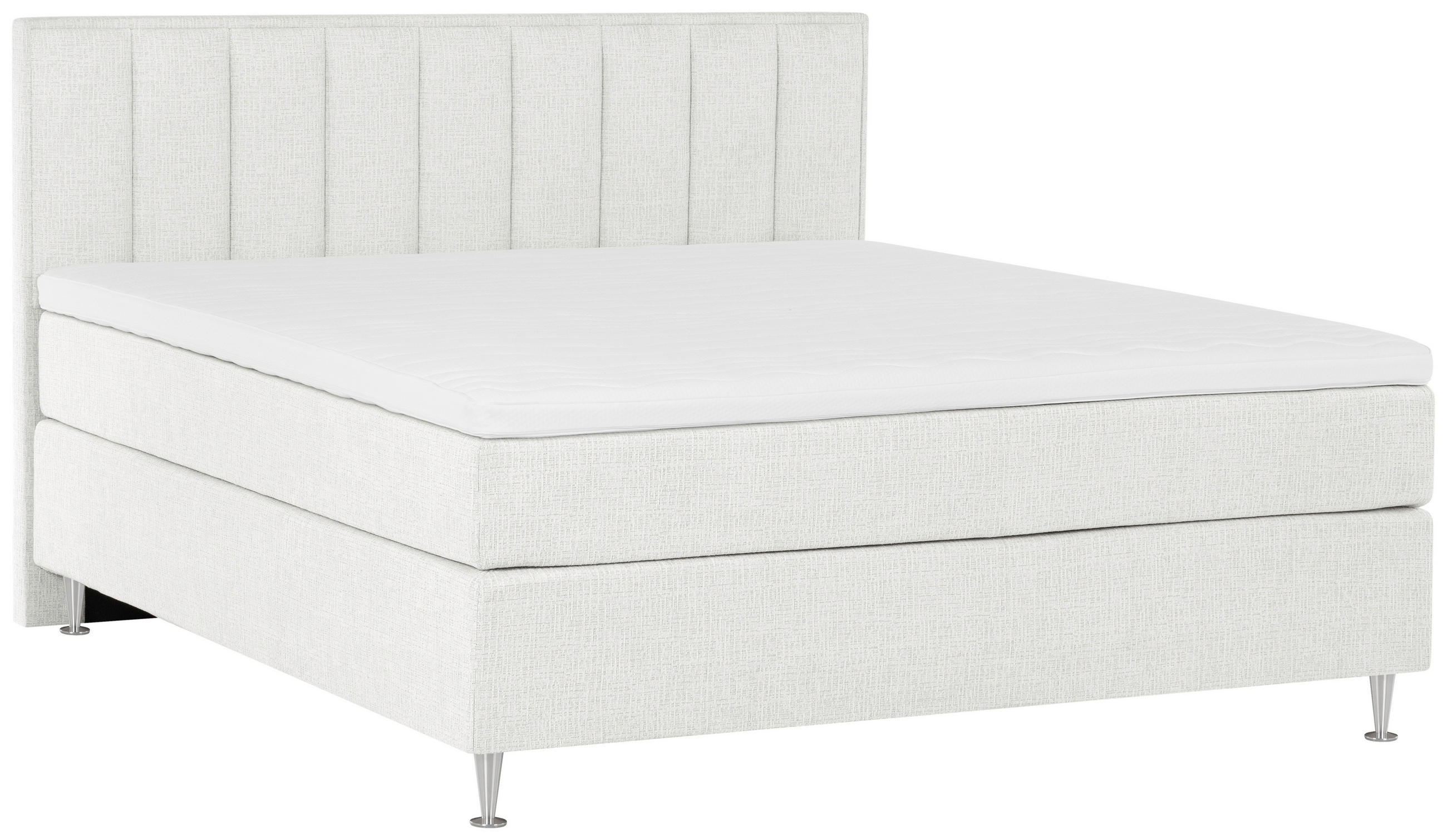 KONTINENTALSÄNG 160/200 cm  i cremefärgad  - aluminiumfärg/cremefärgad, Klassisk, metall/trä (160/200cm) - Best Price