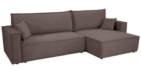 ECKSOFA inkl. Funktionen Mokka Cord  - Schwarz/Mokka, Design, Textil (267/141cm) - Xora